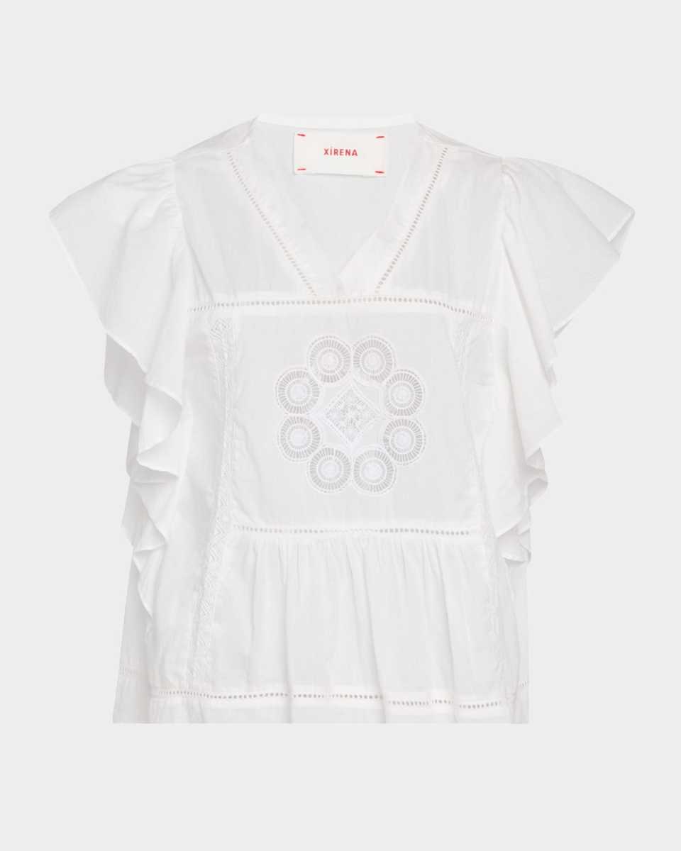 Mara Ruffle Broderie Anglaise Cotton Voile Top